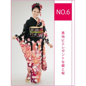 Кимоно-юката черное с розовым подолом