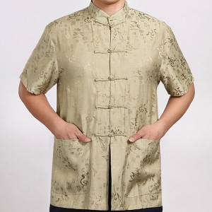 Рубашка хлопковая мужская  с короткими рукавами в стиле Пекина