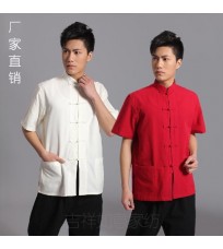 Рубашка в китайском стиле с коротким рукавом