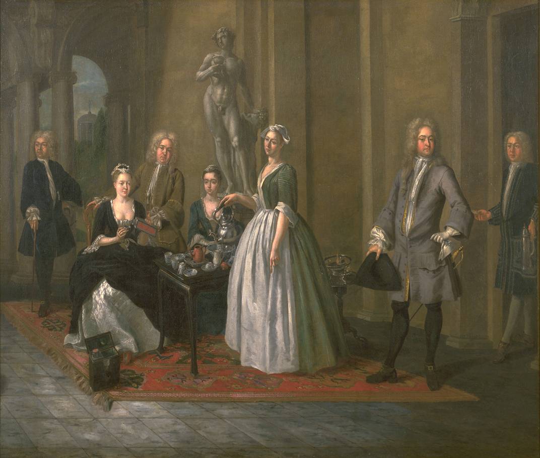 Английская семья за чаем. Джозеф ван Акен, 1720.